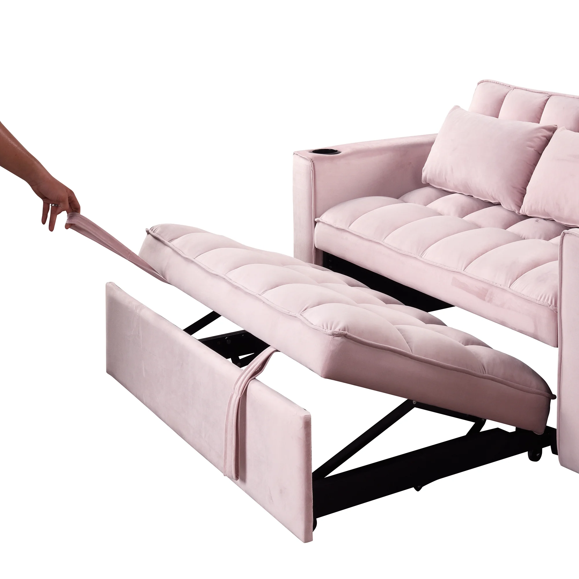Hombay Modern Convertible Sleeper Sofa Bed, Folding Futon Couch Loveseat with Cup Holder and USB Charging Ports for Living Room Bedroom Apartment