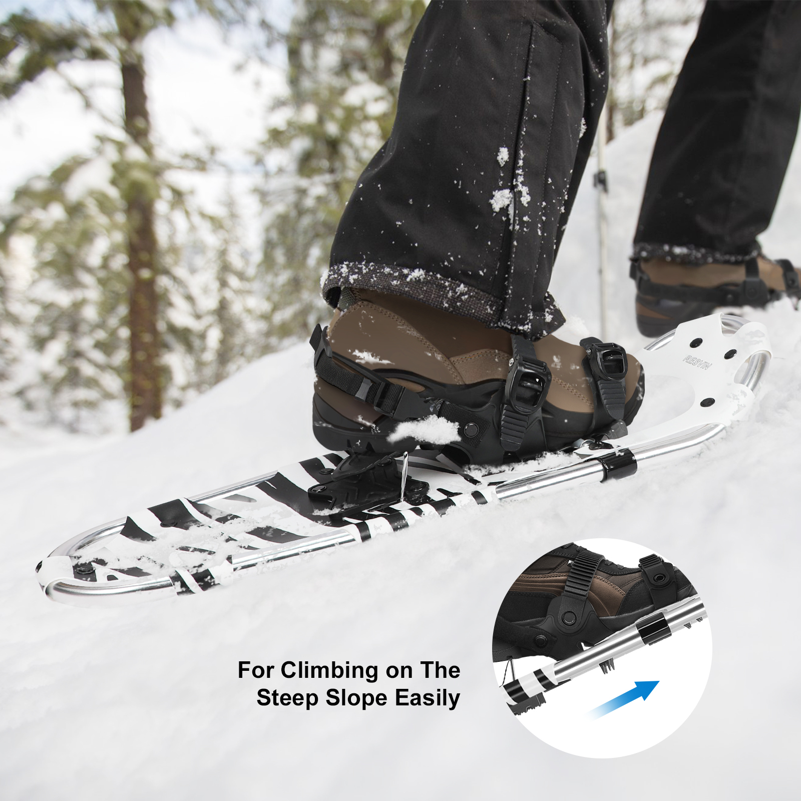 Snowshoes and 25" Snowboards Adjustable Bindings Hiking Trekking Poles Lightweight Zebra pattern Backpacking Aluminum with Carrying Tote Bag for adult