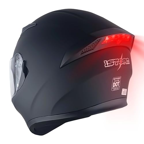 1Storm Motorcycle Full Face Dual Visor Helmet Bundle with Spoiler and Motorcycle Bluetooth Headset: HJK316 Matt Black