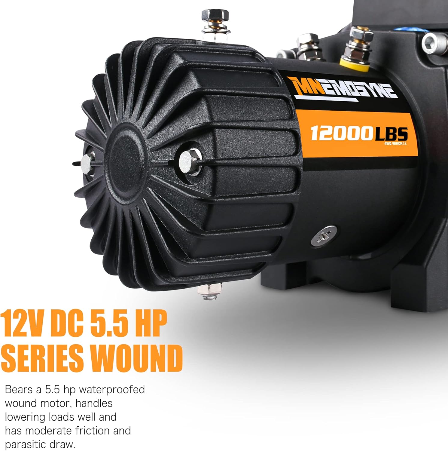 MNEMOSYNE Traction Products - Synthetic Rope Winch - 12000 LB load capacity - Remote winch