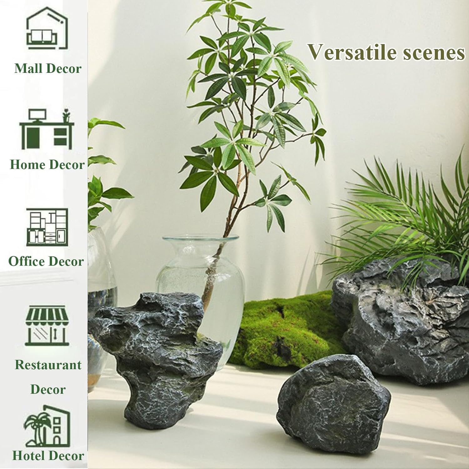 Artificial Rock Cover Faux Rocks for Outdoor Use, Artificial Stone Septic Cover, Realistic Texture Landscaping Rocks, Decorative Well Covers in Natural Look, Outdoor Fake Rock Covers(A6)