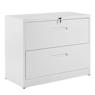 Lockable Heavy Duty Lateral File Cabinet Metal 2 Drawer File Cabinet Inbox Zero Color: White