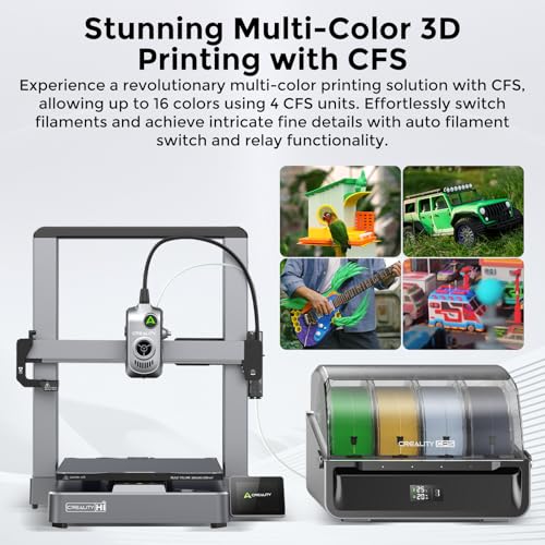 Creality Hi Combo 3D Printer, 4-Color CFS System, Auto RFID Filament Detection, 500mm/s Speed, All-Metal Frame, 260x260x300mm Build Volume, Smart Cloud Control