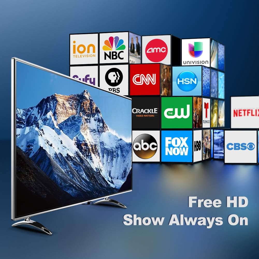 HDTV Antenna Amplified Digital Outdoor Antenna 150 Miles Range, 360 Degree Rotation Wireless Remote,with 33FT Coax Cable - Support UHF/VHF/1080p/ 4K Ready -Without Pole