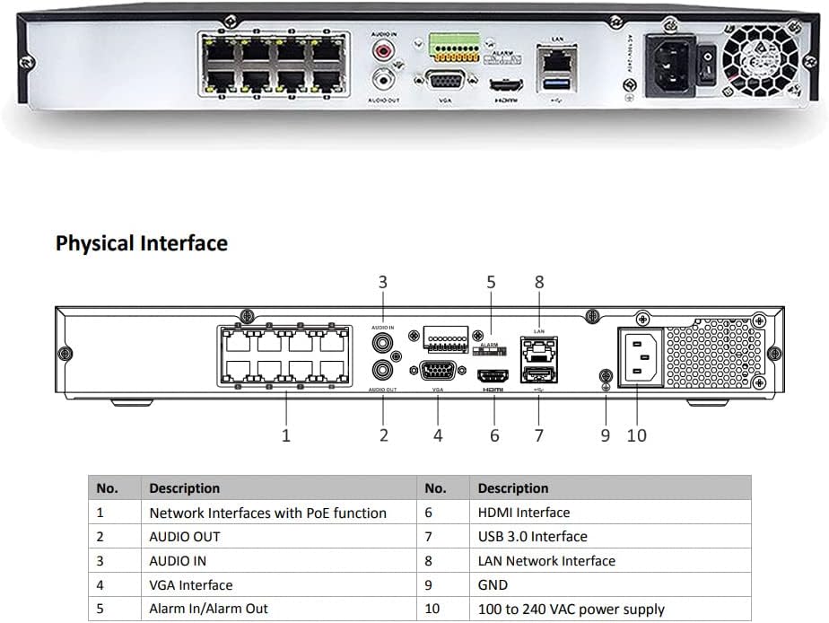 DS-7608NI-K2/8P 8CH 4K 8-Channel POE NVR Network Video Recorder Compatible with HIK IP Camera(No HDD)