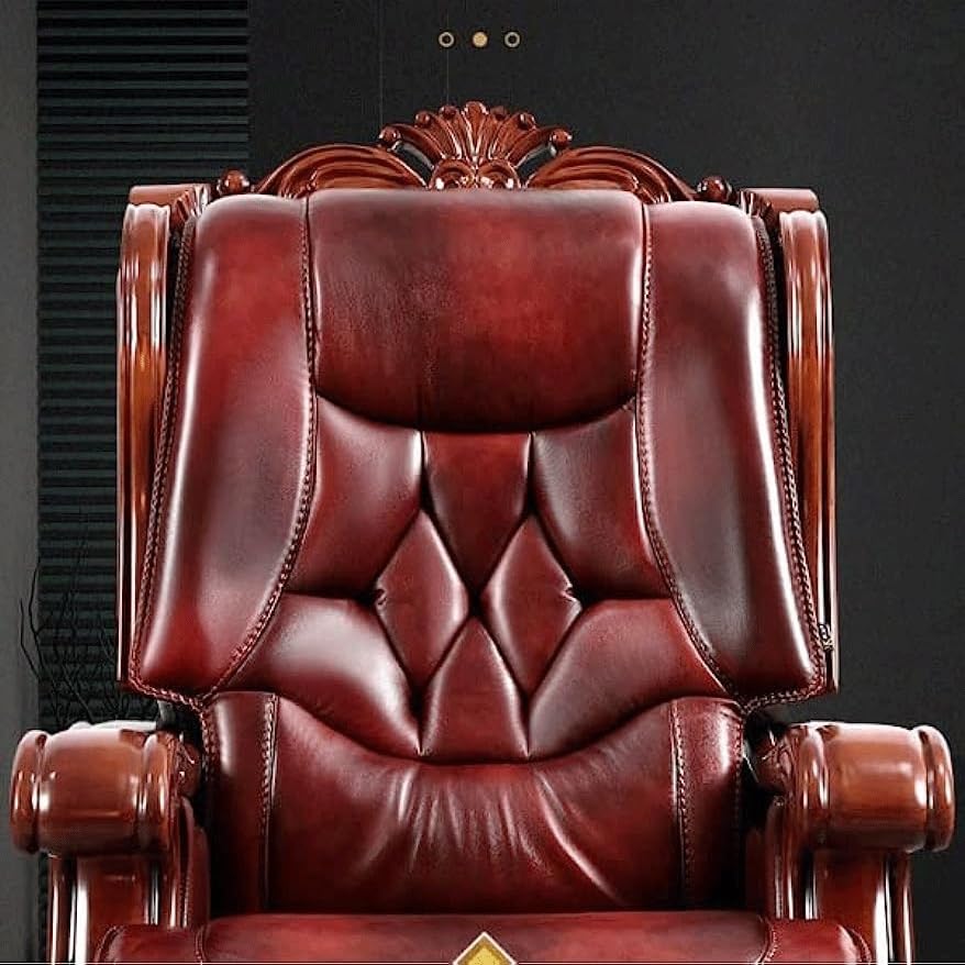 Recliner Leather Big Manager Big Shift Chair Home Office Chair, White-dinosaur Doodle4