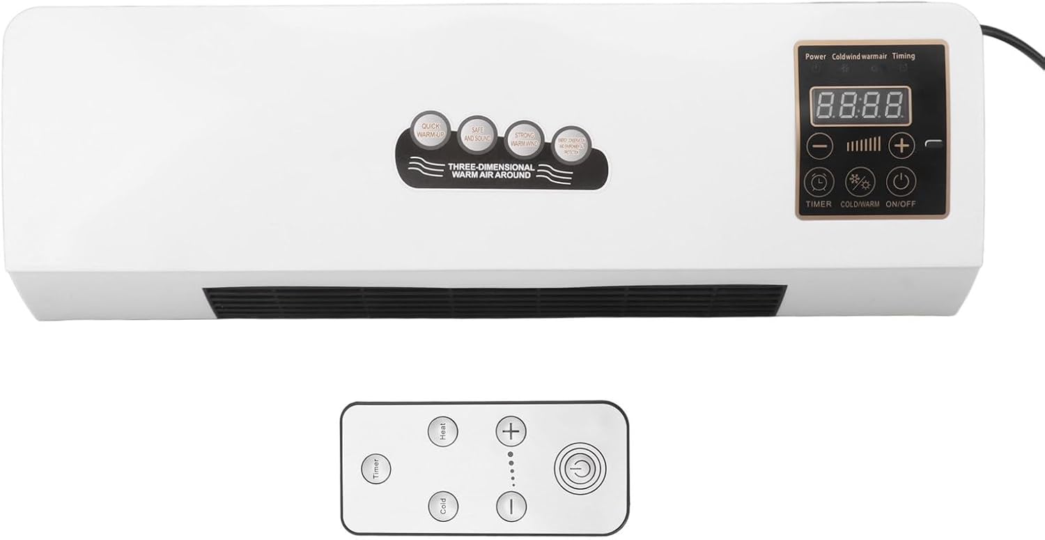 Wall Mounted Heating Machine, Mini Nature Fan and Heating Wall Mounted Fan, Low Noise Touch Control Small Air Cooler Heater Machine for Indoor Outdoor (Style 3)