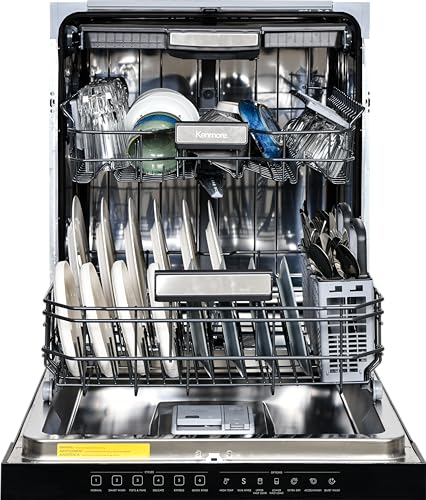 Kenmore 24" Built-In Stainless Steel Tub Dishwasher with EasyFlex 3rd Rack, SmartWash, UltraWash Plus, TurboDry, and MoreSpace Adjustable Rack, Energy Star Certified