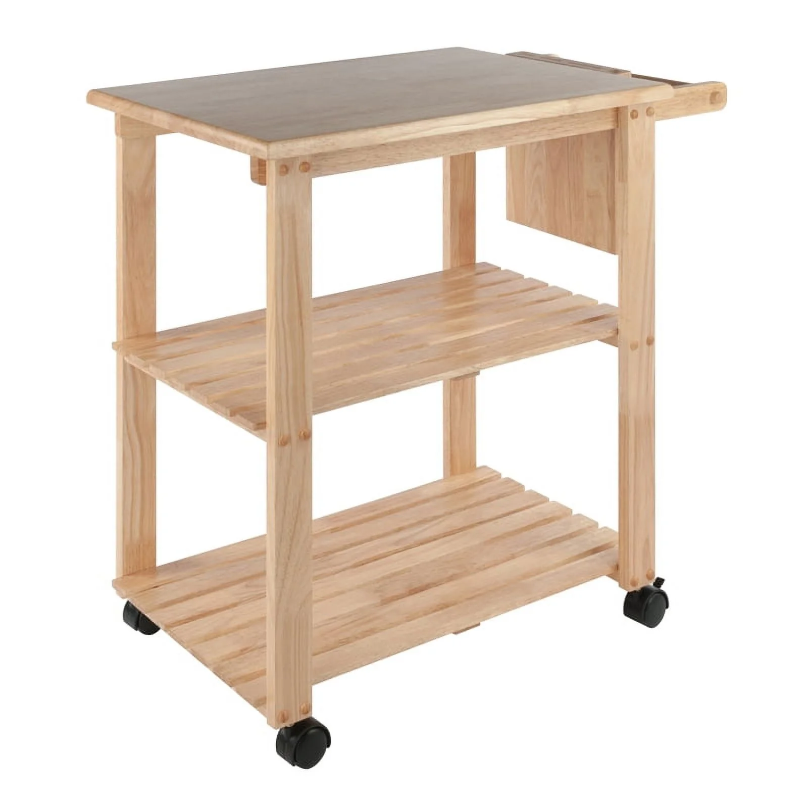 Pemberly Row Transitional Wood Utility Butcher Block Kitchen Cart in Natural