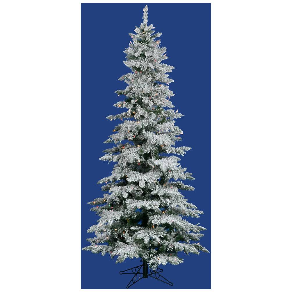 Vickerman 7.5 ft. Flocked Slim Utica Fir Multi LED Christmas Tree