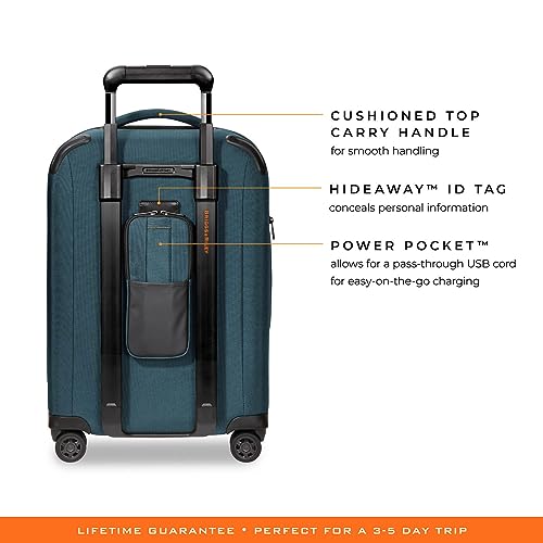 Briggs & Riley Domestic 22" Carry On Expandable Spinner - Luggage for Travel, Suitcases with Wheels, Softside Rolling Bag for Men & Women, Self-Repairing Zipper - ZDX Collection, Hunter