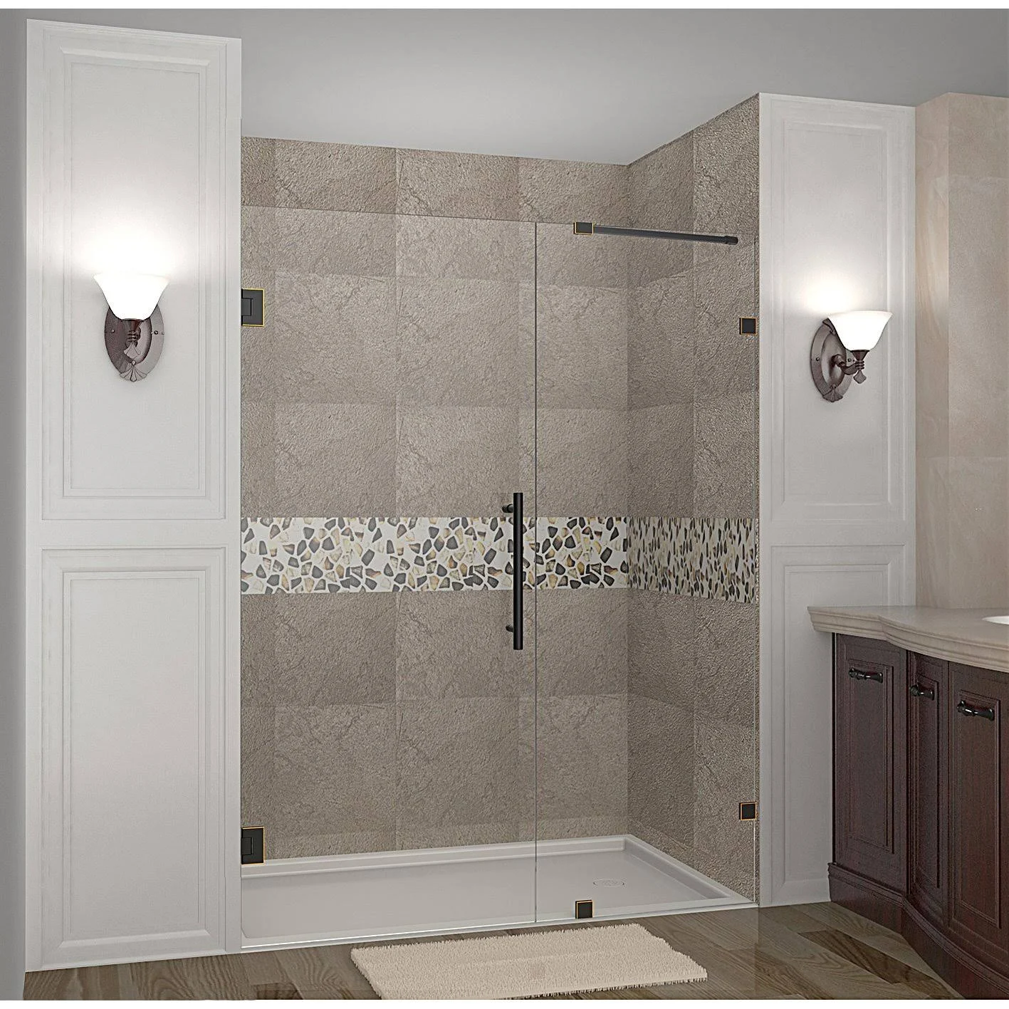 Aston Nautis 62 x 72-inch Completely Frameless Hinged Shower Door (Oil Rubbed Bronze)
