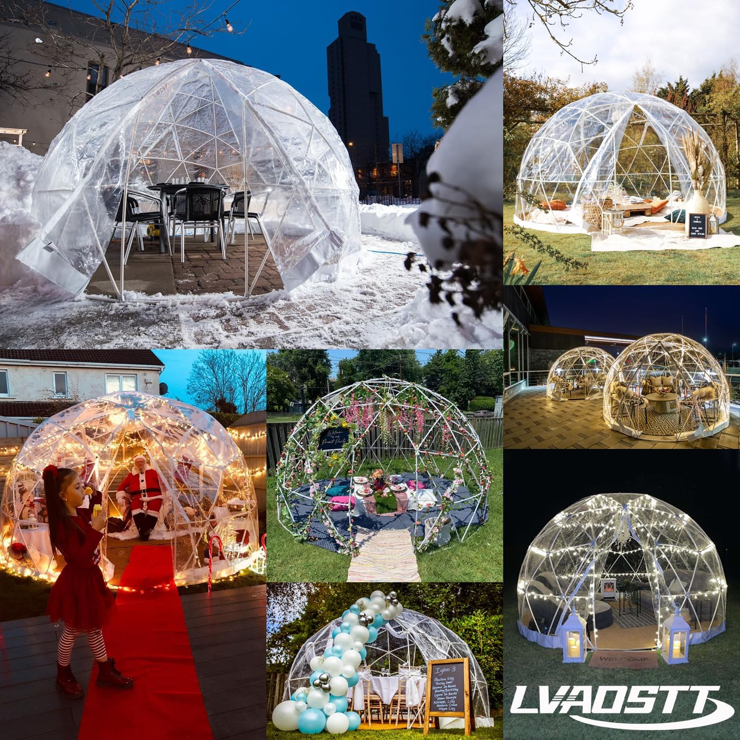 Garden Dome Igloo Clear Bubble Tent Outdoor 12 FT, Weather Proof Pod Camping Patio Tent for Backyard Canopy Gazebos Screen House Room Lean to Greenhouse
