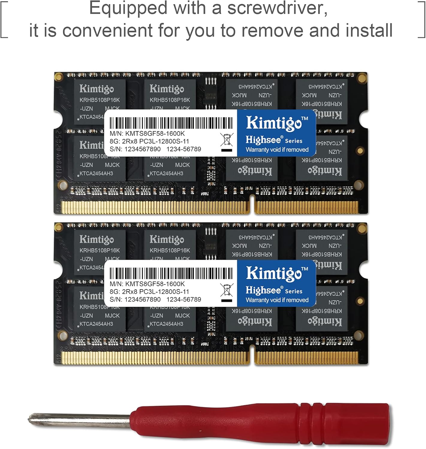 Kimtigo DDR3 16GB(2x8GB) Laptop Ram 1600MHz PC3-12800 Unbuffered SODIMM Notebook Computer Memory 204Pin 1.35V Pack of 2