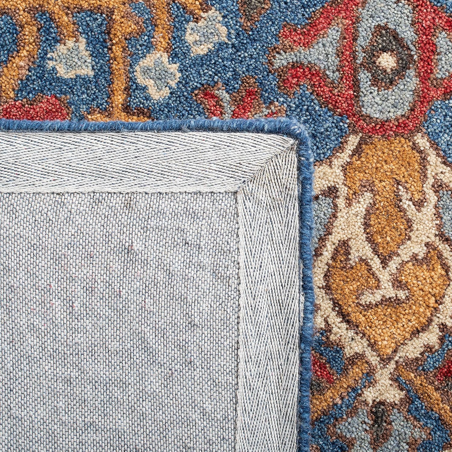 SAFAVIEH Antiquity Collection Area Rug - 8' x 10', Red & Blue, Handmade Traditional Oriental Wool, Ideal for High Traffic Areas in Living Room, Bedroom (AT521Q)