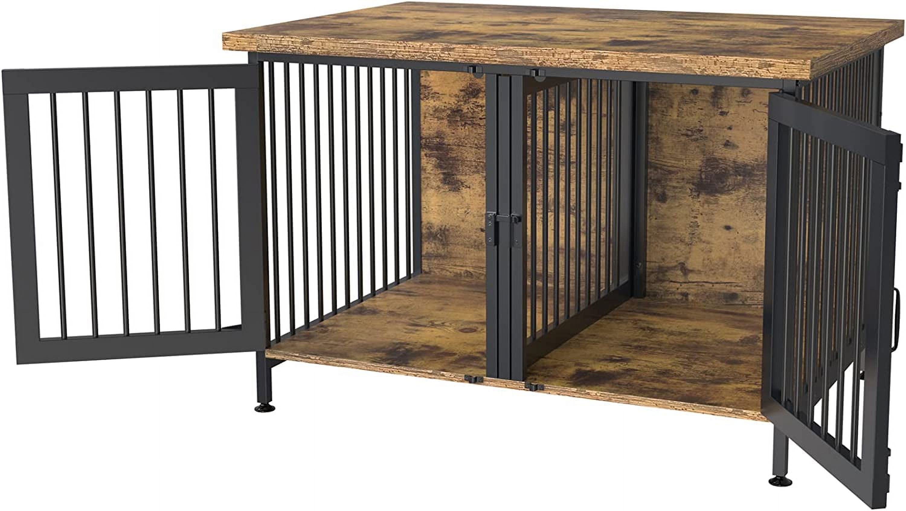 Double Dog Crate with Divider for 2 Small Dogs or 1 Dog, Furniture Style Kennel Indoor Cage with Removable Panel (Int.dims:36.2”Wx24.5”Dx21”H)