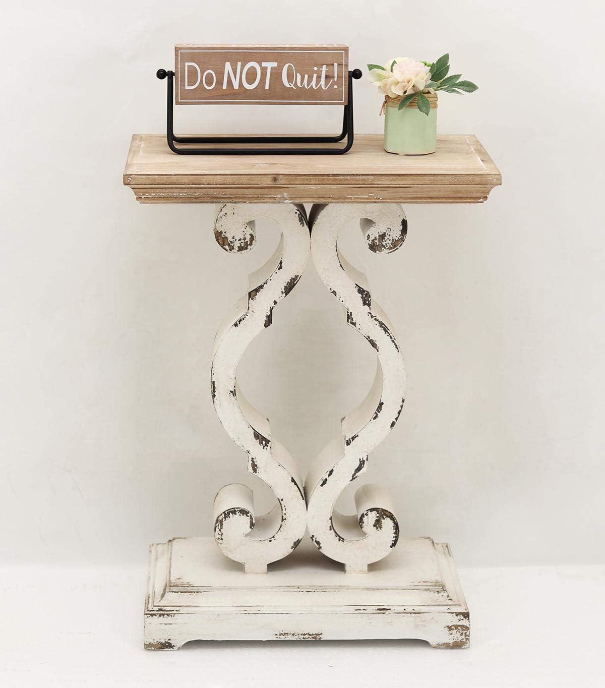 Rustic Wood Rectangle End Table, French Country Accent Side Table, Farmhouse Wood Accent Table for Bedroom Living Room, 19.75 x 11.75 x 27.5 Inches
