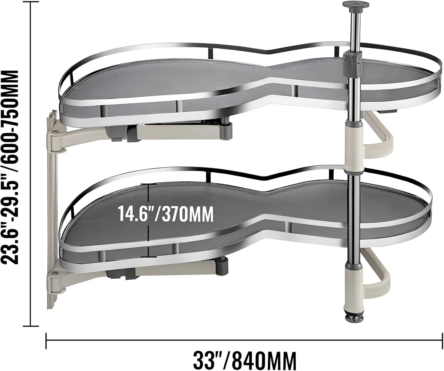 VEVOR Swing Left Blind Corner Cabinet Pull Out for 36 inch Cabinet, 2 Tier Swing Tray Blind Kitchen Cabinet, Soft Close Cloud Blind Organizer for Right Handed Open Blind Corner Cabinet