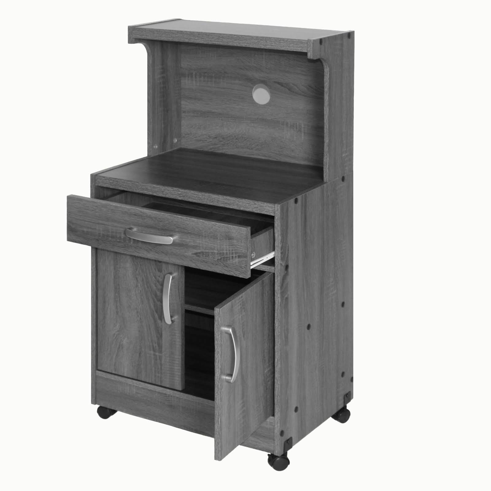 Better Home Products Shelby Kitchen Wooden Microwave Cart in Mahogany