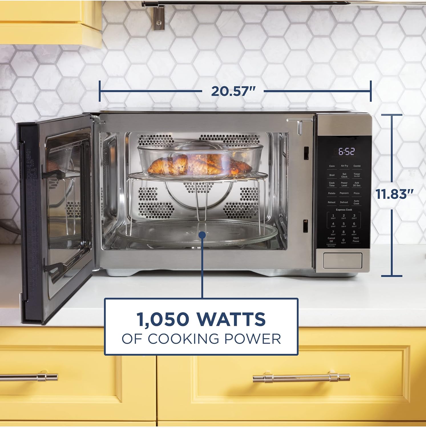 3-in-1 Countertop Microwave Oven Complete With Air Fryer Broiler & Convection Mode 1.0 Cubic Feet Capacity 1050 Watts Kitchen Essentials for the Dorm Room or Countertop,Stainless Steel