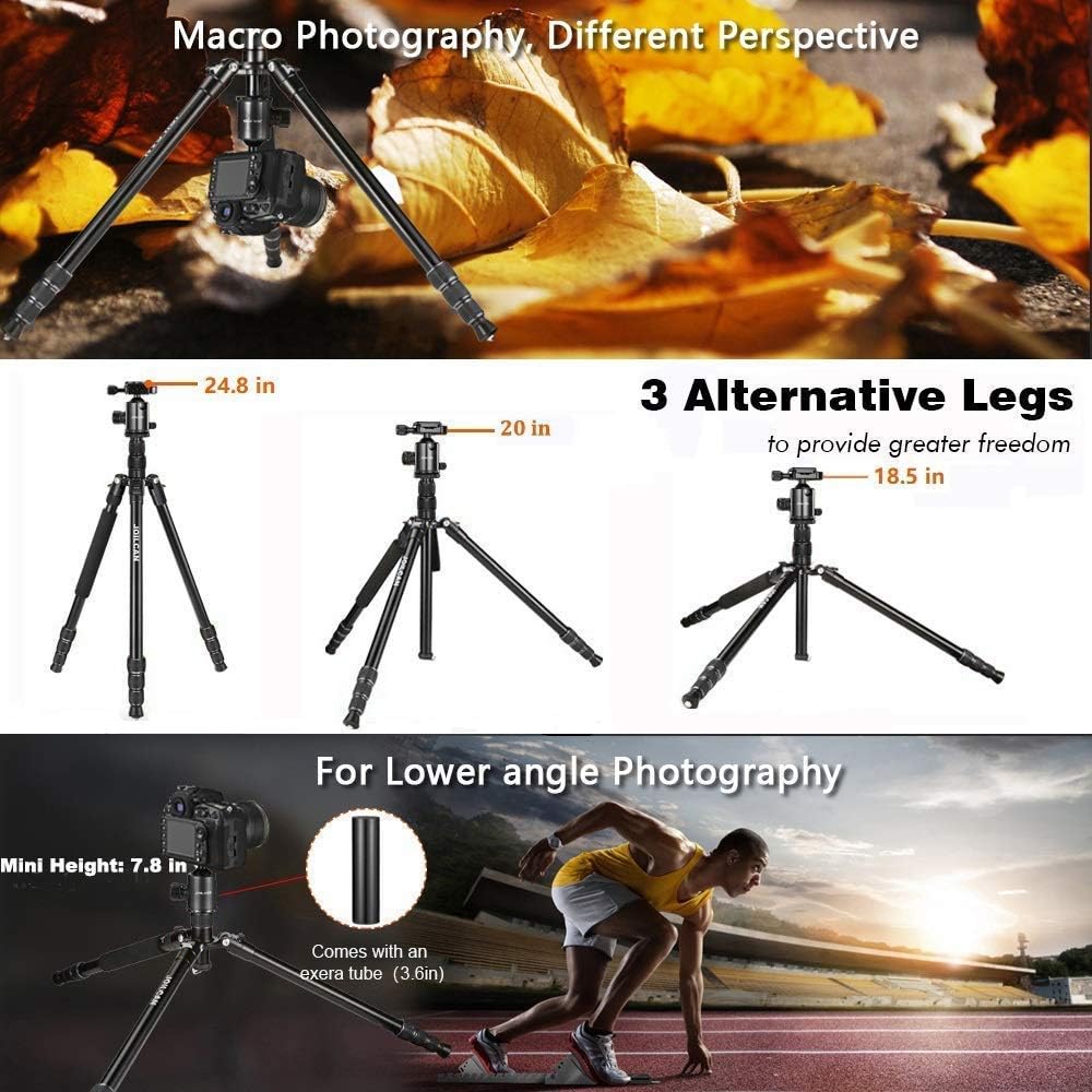 Victiv Joilcan 80-inch Tripod for Camera, Aluminum Tripod for DSLR,Monopod, Lightweight Tripod with 360 Degree Ball Head Stable for Travel and Work 18.5"-80",24lb Load (Black)