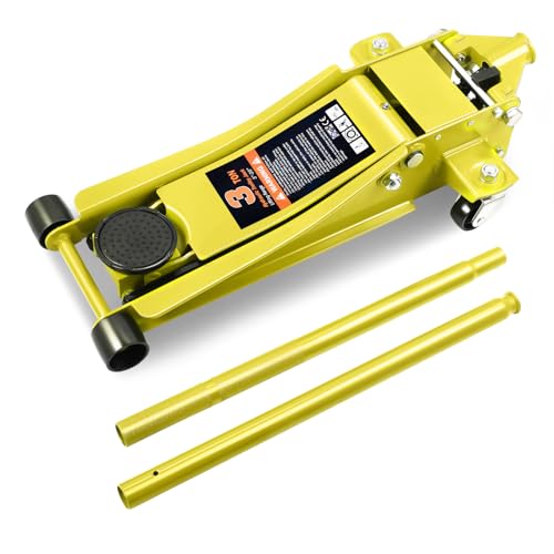 DNA MOTORING Floor Jack 3 Ton (6000 lbs) Capacity, Fast Lift Service Jack Low Profile Steel Heavy Duty Hydraulic Car Jack, Lifting Range 3"-20", Black, TOOLS-00475-BK