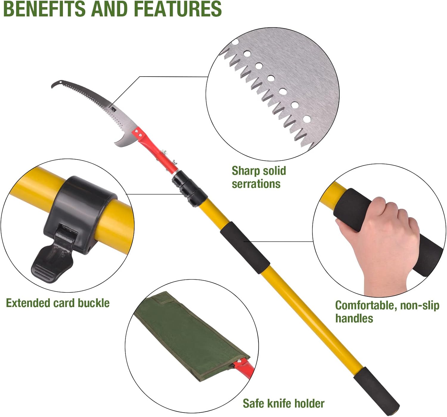 Scalebelly 5.6-14 Foot Telescoping Pole Saws for Tree Trimming, Extendable Tree Trimmer Pruning Saw for Branches, Manual Branch Cutter Tree Pruner Pack of 2