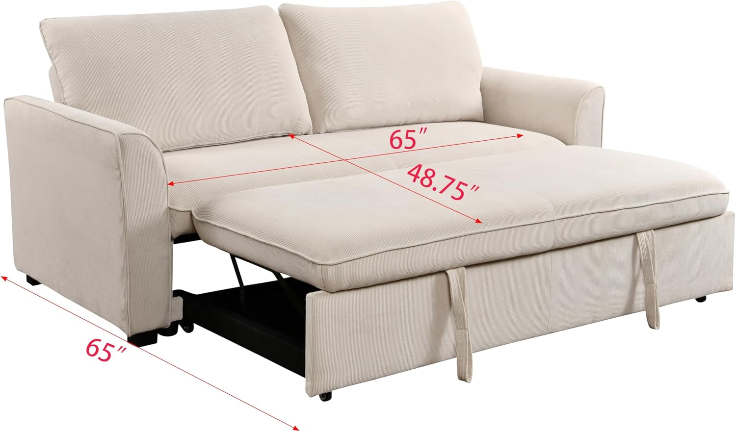 78" 3 in 1 Convertible Sleeper Sofa with Pull out Bed,Fabric Small Loveseat Couch w/Adjustable Reclining Backrest,Easy to Install,for Living Room,Apartment,Beige