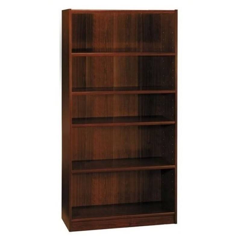 Bowery Hill 72x22 5 Shelf Wood Bookcase in Vogue Cherry