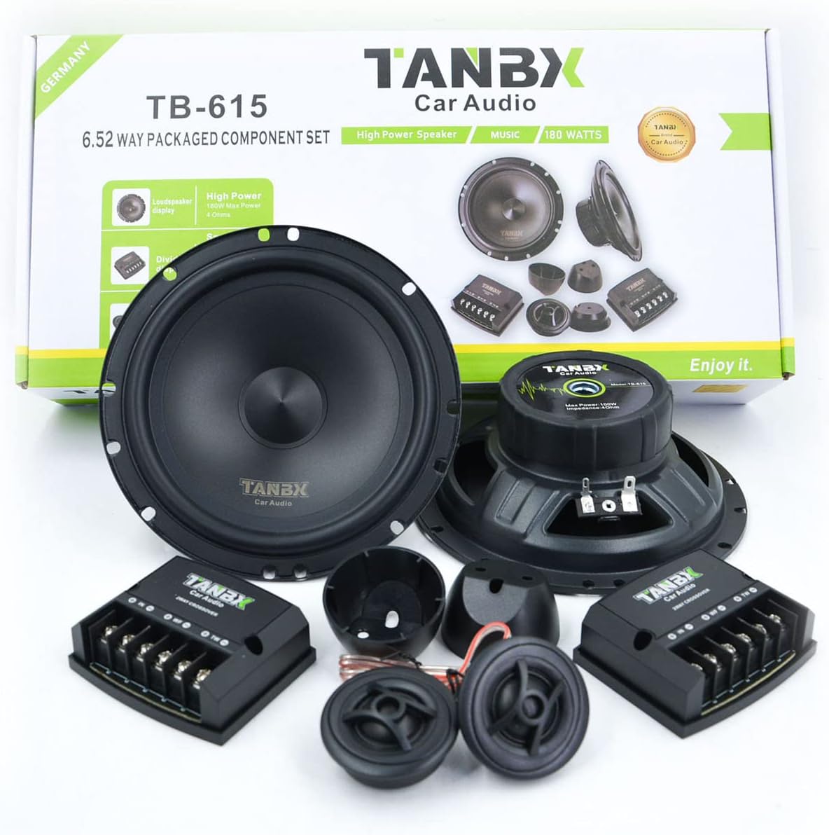 MIYUE 6.5 Car Component Speakers 2-Way Full Range Audio System Midrange Speakers with Tweeters 320W 4OHMS Aluminum Cone(TB-65.2 Aluminum Cone)