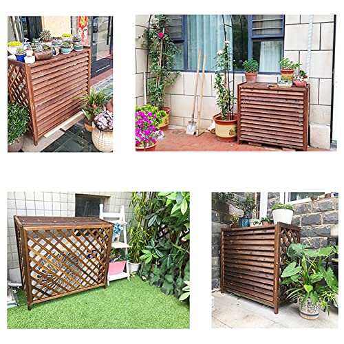 Split Air Conditioner Cover For Outside Units,Wood Ac Cover For Outside Unit,Louvered Air Conditioning Rack Flower Stand,Outdoor Condenser Protective Cover,Louvered Air Conditionin