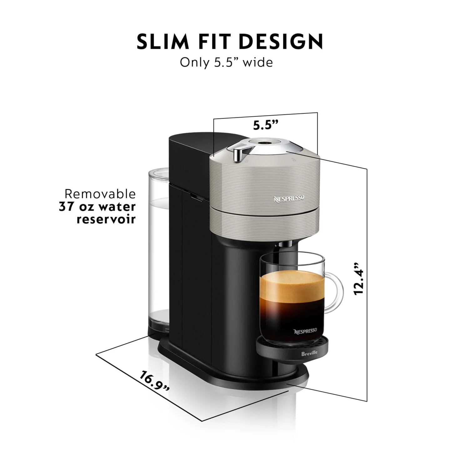 Breville Vertuo Next Coffee and Espresso Maker in Light Gray
