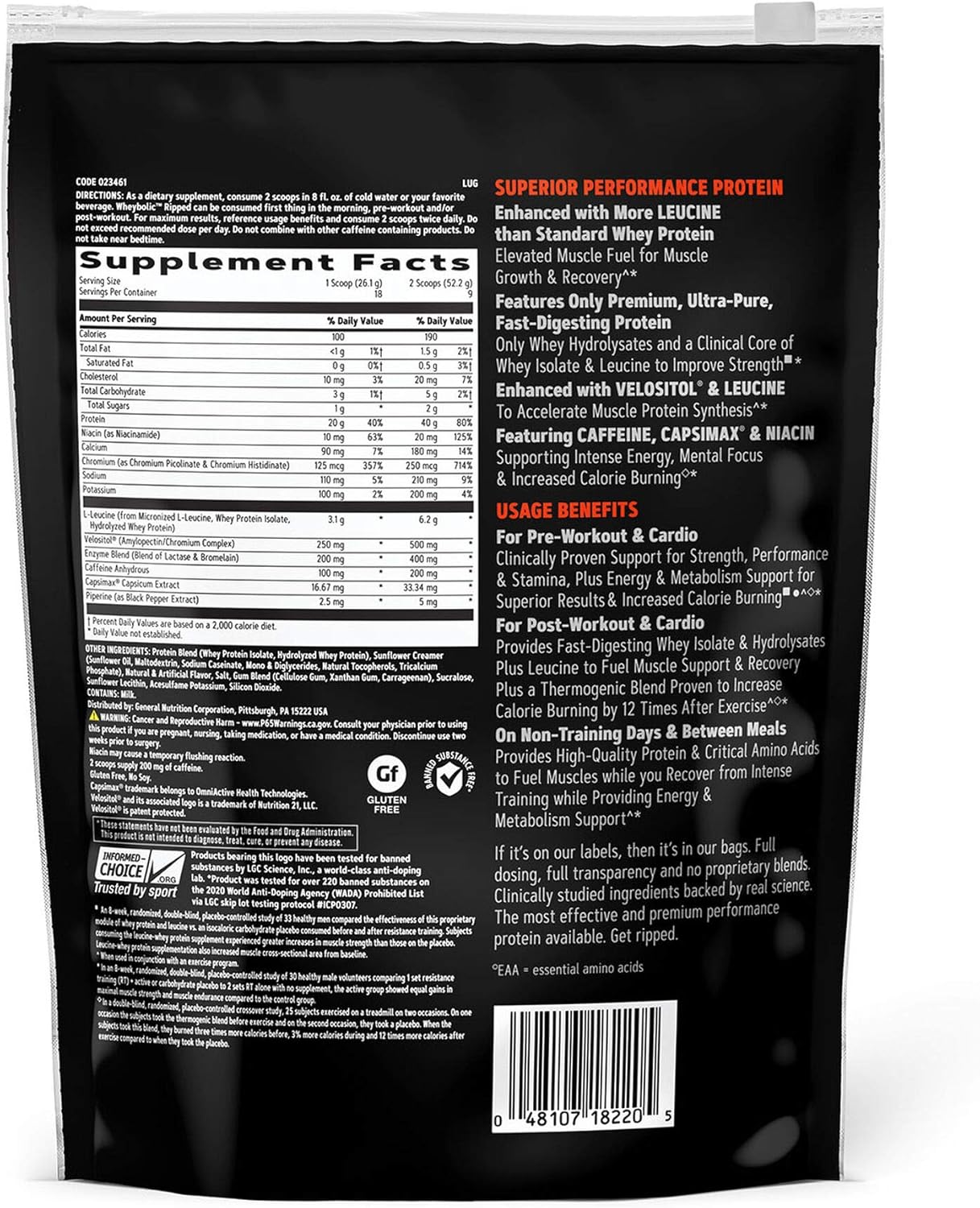 GNC AMP Wheybolic Ripped | Targeted Muscle Building and Workout Support Formula | Pure Whey Protein Powder Isolate with BCAA | Gluten Free | 22 Servings | Classic Vanilla Pack of 2