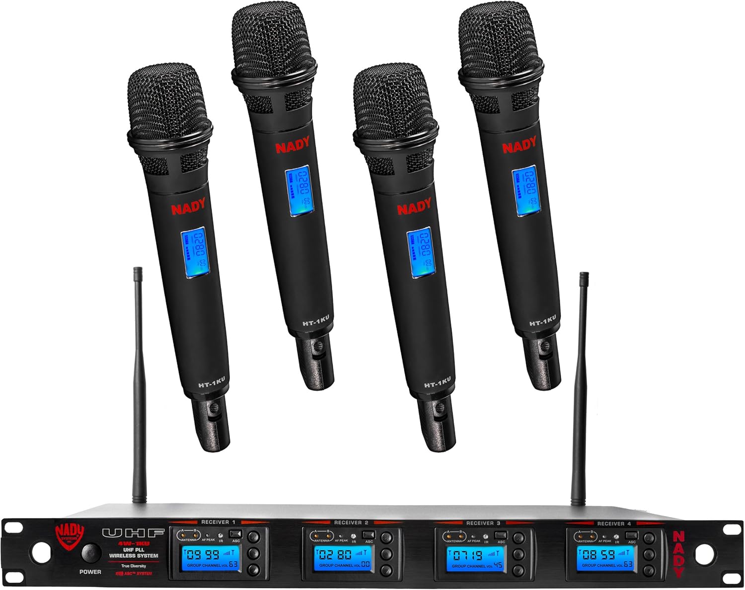 Nady 2W-1KU LT Dual True Diversity 1000-Channel Professional UHF Wireless System with 2 Lapel/lavalier Microphones – Autoscan – Automatic Transmitter Pairing – All Metal Construction