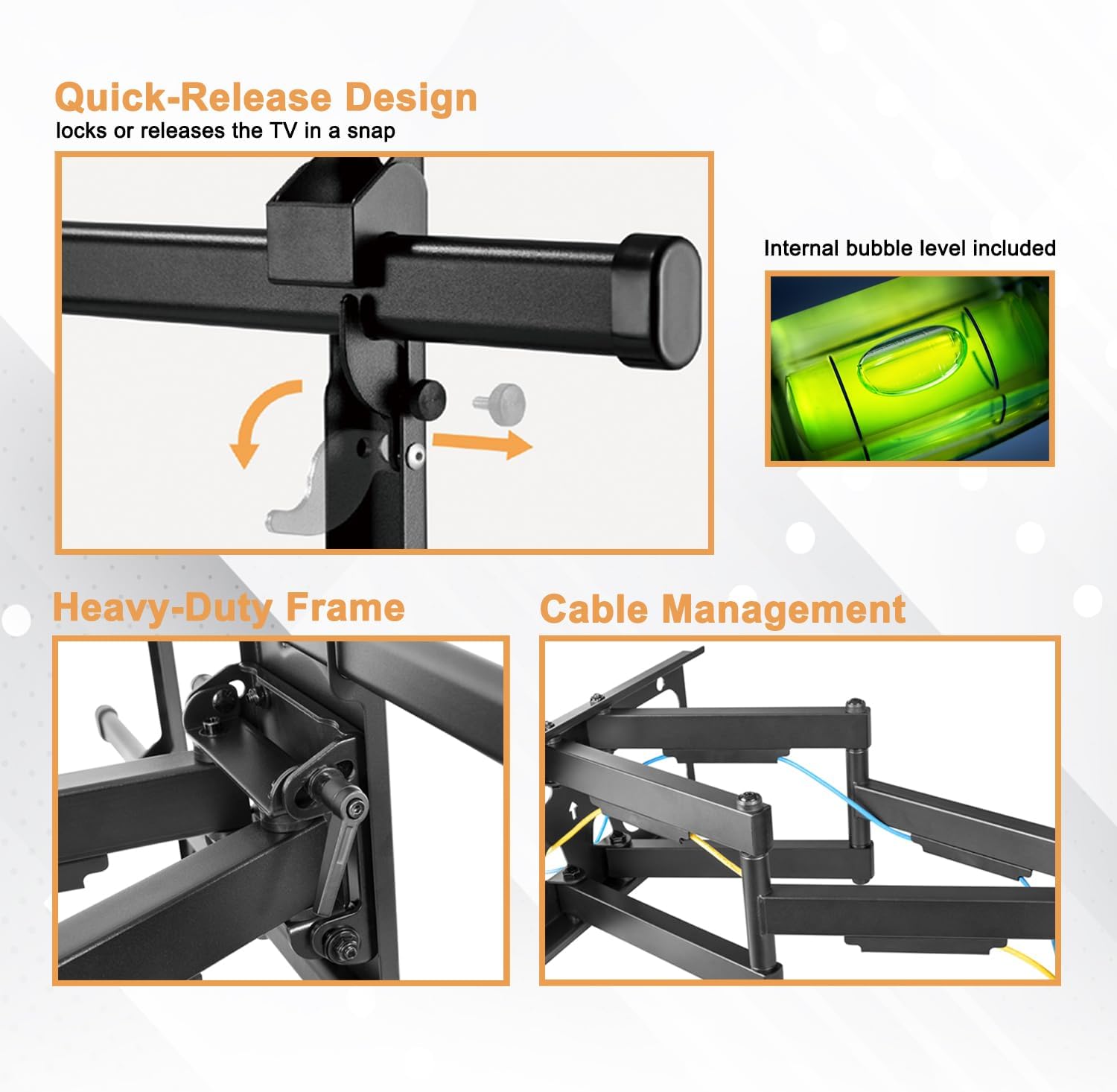 Premium Mount - Heavy Duty Dual Arm Articulating TV Wall Mount Bracket for TCL - 75" Class Q7 Q-Class 4K QLED HDR Smart TV with Google TV - 75Q750G Tilt & Swivel with Reduced Glare - Buy Smart!
