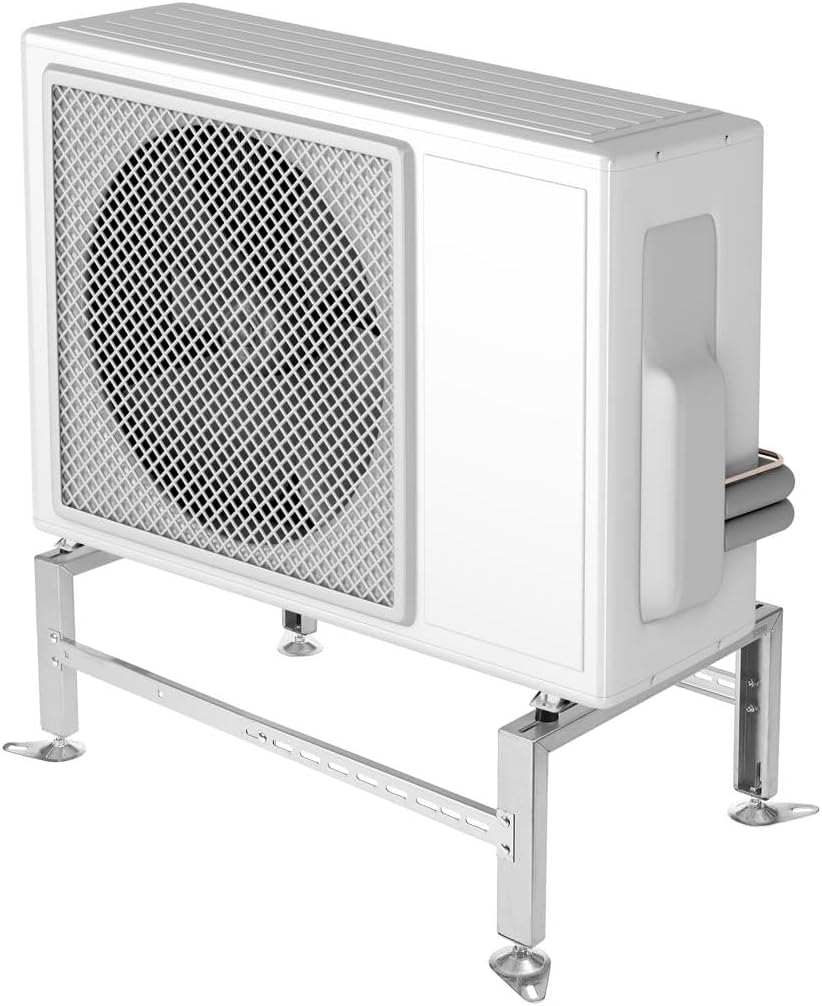 HSA500 - Support Bracket for Air Conditioner or Heat Pump, Adjustable Size, Floor Stand Ground Mounting Bracket, Stainless Steel, Stand for Outdoor AC Unit, Heavy Load 1100 lbs