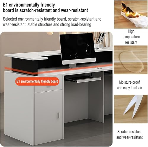 Standing Reception Desk with Led Light Counter Table Simple Retail Counter Lockable Checkout Counter Wooden Computer Table
