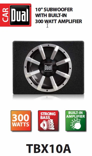 Dual Electronics TBX10A 10-inch, Enclosed Subwoofer, 10 lbs., New