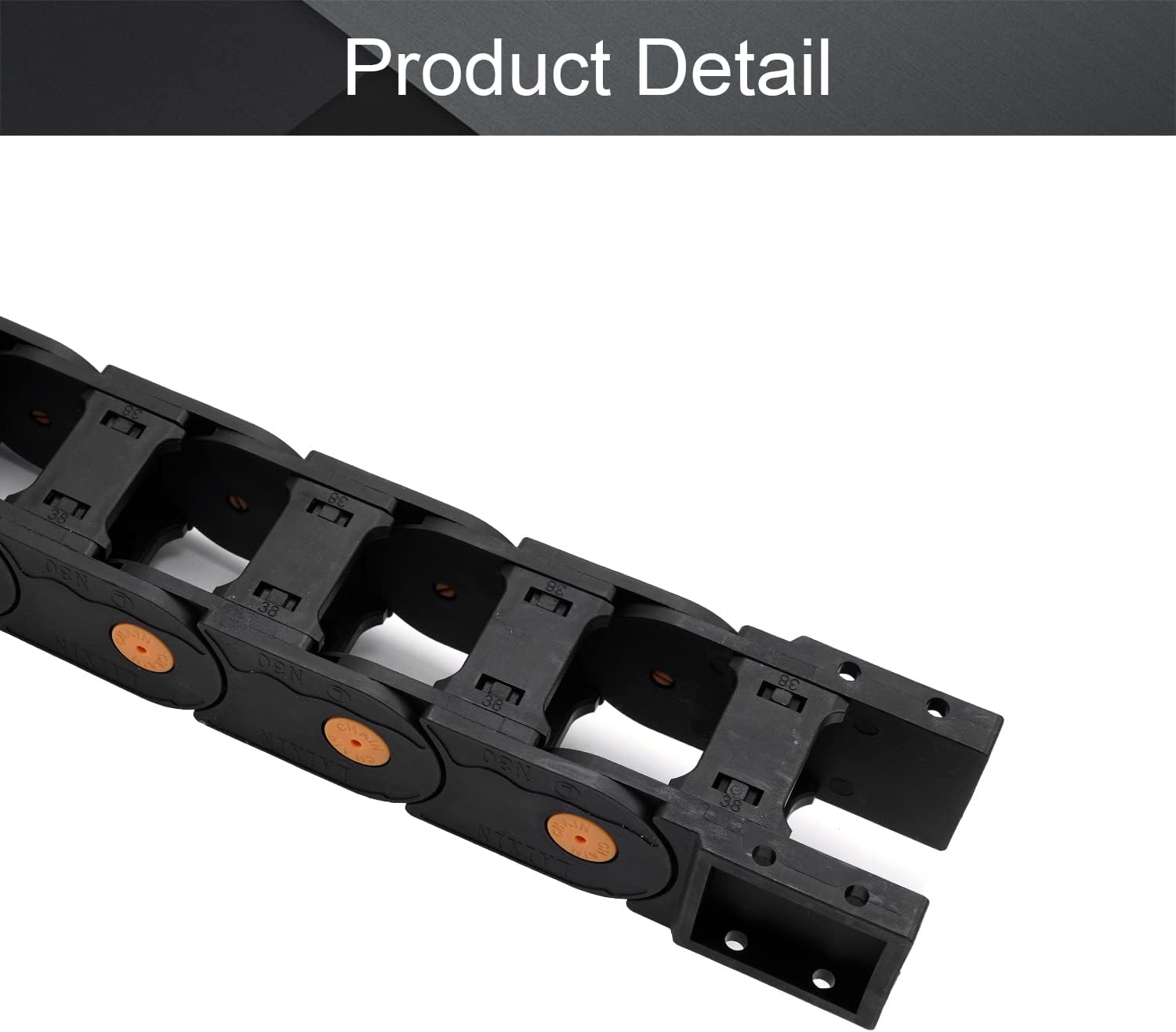 Fielect Drag Chain Cable Carrier Open Type with End Connectors R100 35X100mm 1 Meter Plastic for Electrical CNC Router Machines Black 1Pcs