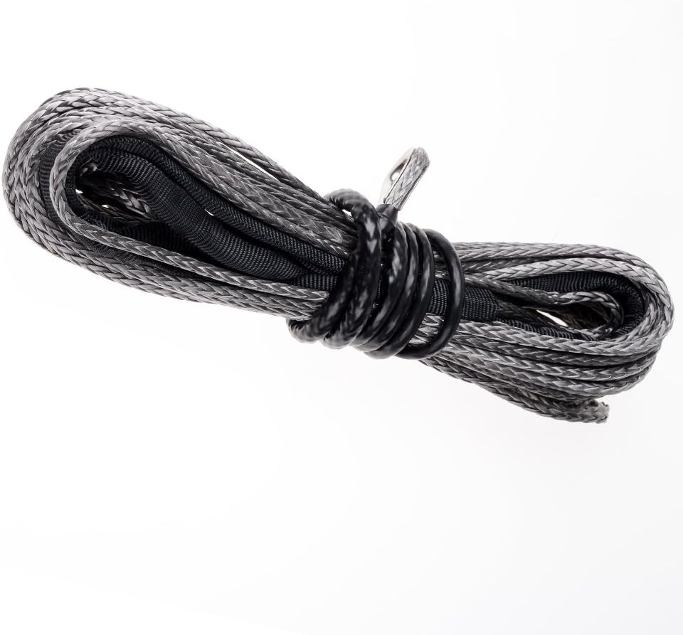 Astra Depot 85ft x 3/8 inch Synthetic Winch Line Rope 20500LBs and Heat Rock Guard Compatible for ATV UTV RV Truck KFI Marine Boat