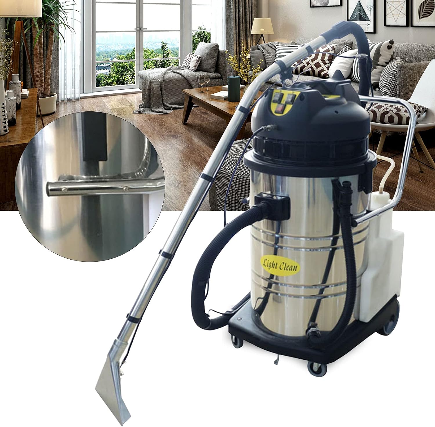 2011W 60L Commercial Carpet Cleaning Machine,110V Portable Carpet Cleaner Machine, Carpet Sofas Curtains Vacuum Extractor Cleaner Floor Scrubber Machine,Commercial Carpet Steams