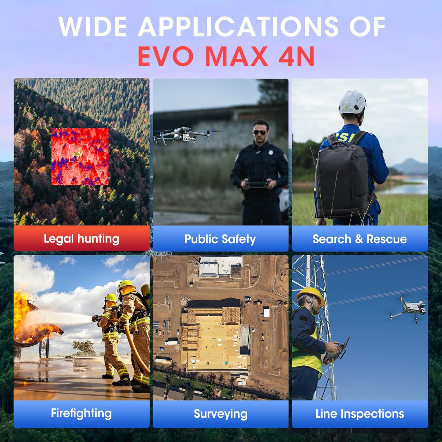 Autel Robotics EVO MAX 4N Drone, Starlight Night-Vision/Wide/Thermal/L~aser 4 Cameras in One UAV, A-Mesh 1.0, 720° Obstacle Avoidance, Triple Anti-Jamming, Hot-Swappable, 42 Mins, IP43, Autel SDK