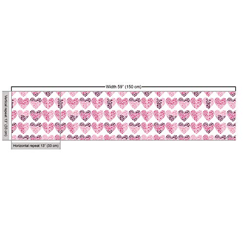 Ambesonne Valentine's Day Fabric by The Yard, Continuing Composition of Dotted Heart Shapes, Decorative Fabric for Upholstery and Home Accents, 10 Yards, Ruby Pink
