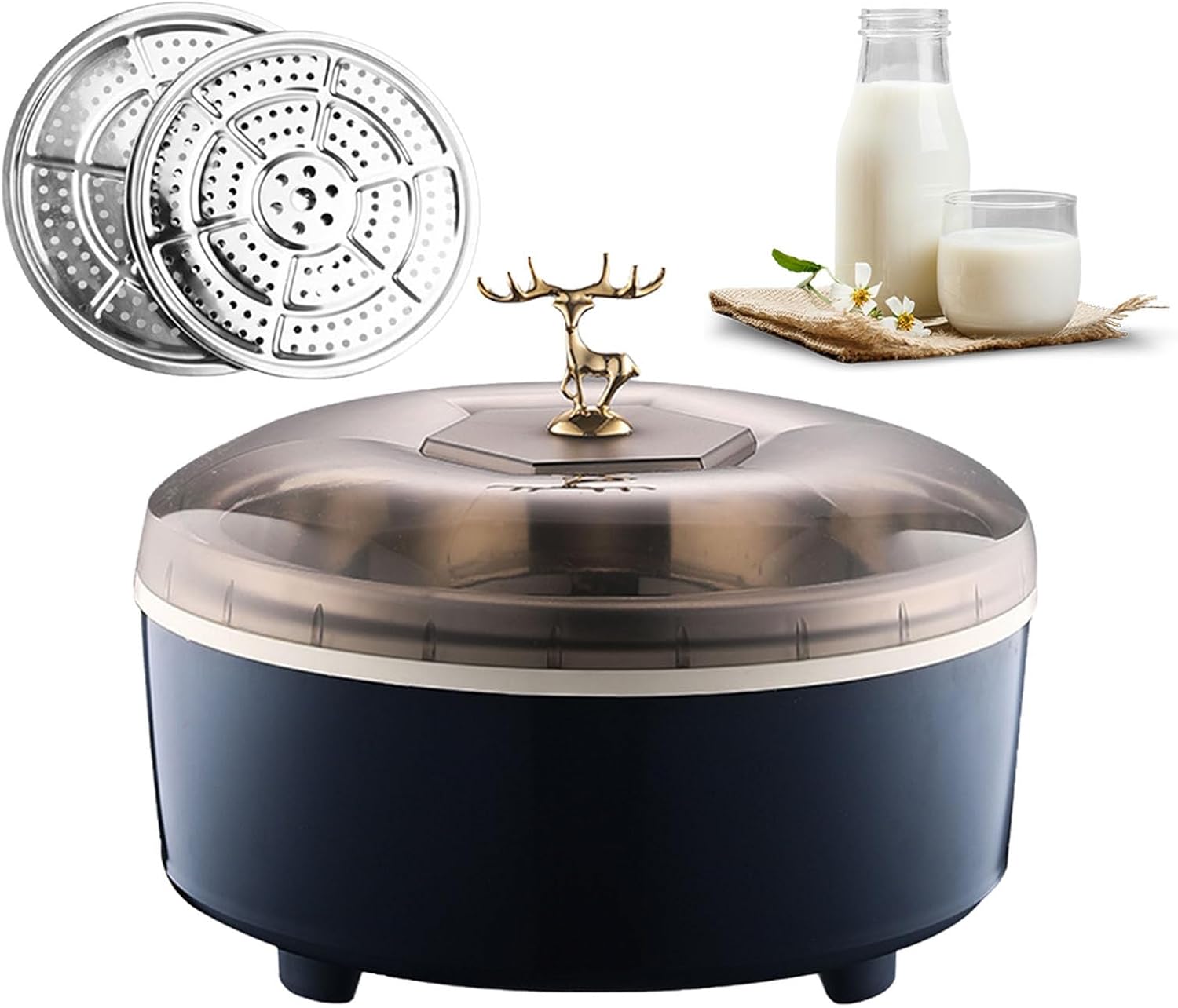 Electric Bread Dough Proofer Machine, Bread Making Tools Kit, Temperature/Time Adjustment, Stainless Steel Liner, With 2 Round Steamer Racks, For Making Bread, Yogurt, Pizza,Blue