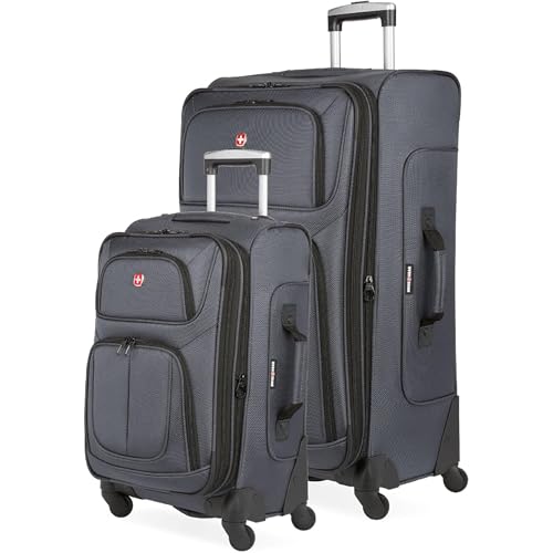 SwissGear Sion Softside Expandable Luggage, Black, Checked-Large 29-Inch
