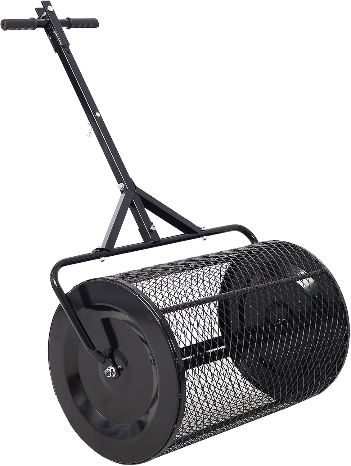 Peat Moss Spreader 36inch,Compost Spreader Metal Mesh,2 in 1 ATV and T Shaped Handle for Planting Seeding,Lawn and Garden Care Manure Spreaders Roller