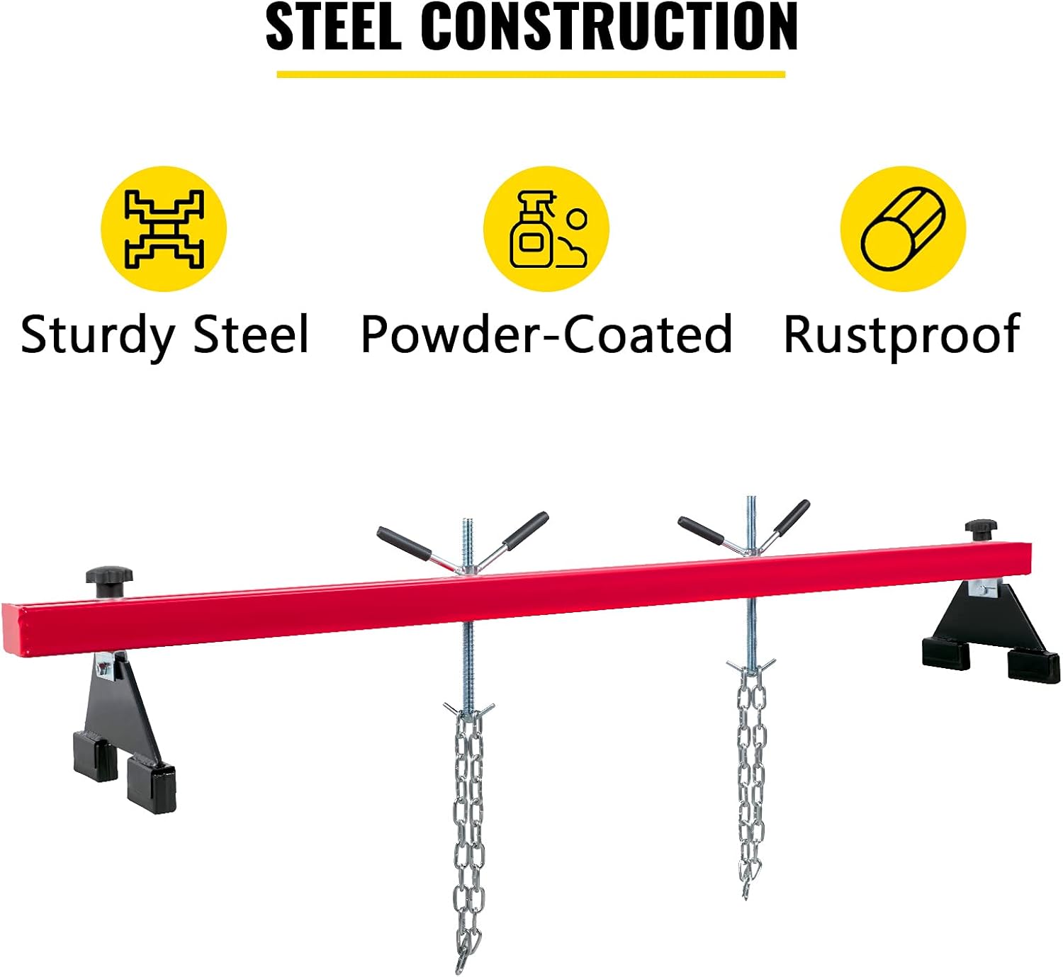VEVOR Engine Support Bar 1100 Lbs Capacity Engine Transverse Bar Engine Hoist 2 Point Lift Holder Hoist Dual Hooks, Engine Hoist Keeps Engine Stable for Home Garages & Auto Repair Shop