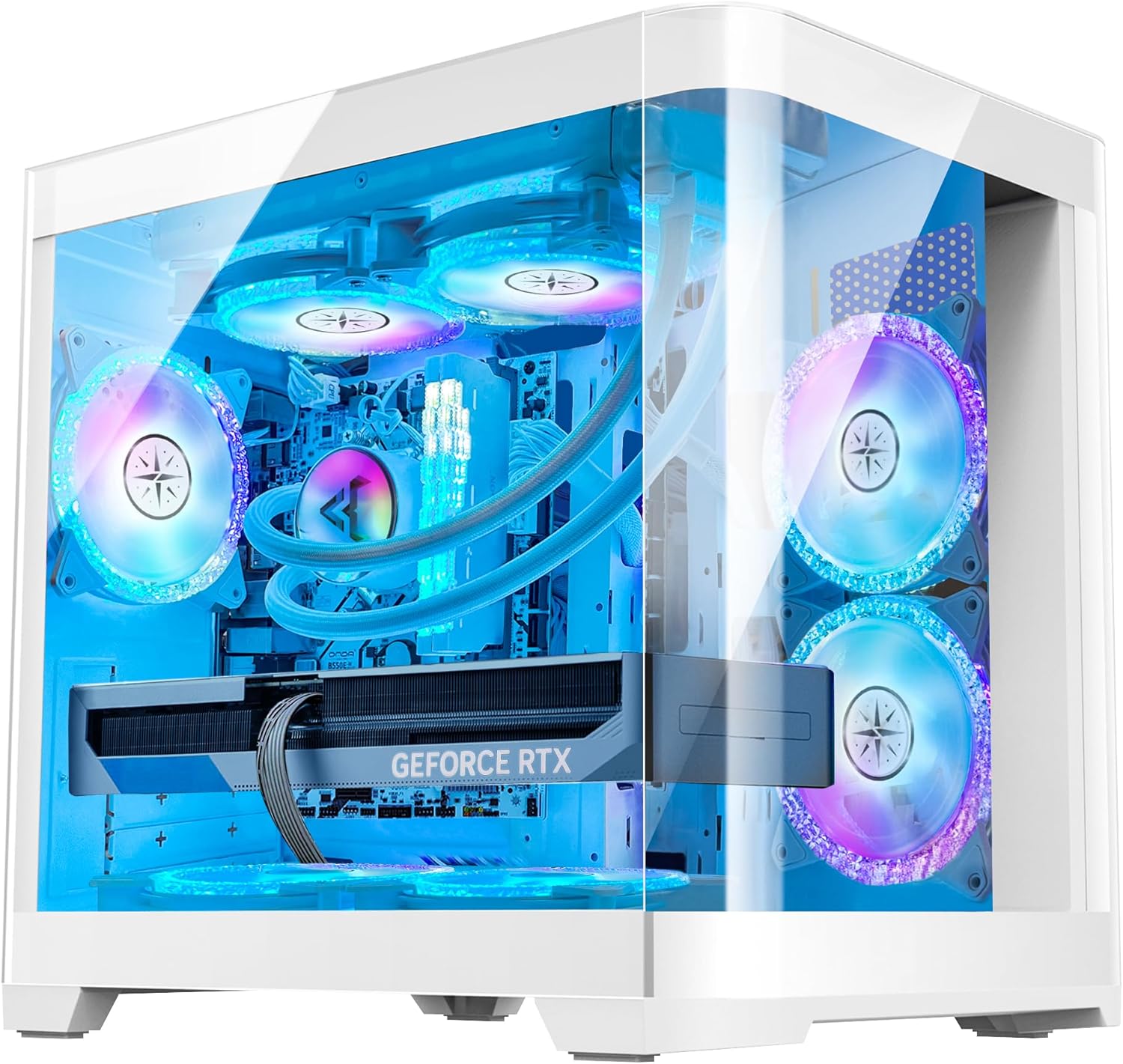 Poseidon White Gaming PC Desktop - AMD Ryzen 7 5700X 8-Core 3.4GHz - RX 6500 XT 4GB- 1TB M.2 SSD - 32GB DDR4 3200MHz RAM - 240mm AIO CPU Liquid Cooler - Windows 11 Pro Computer