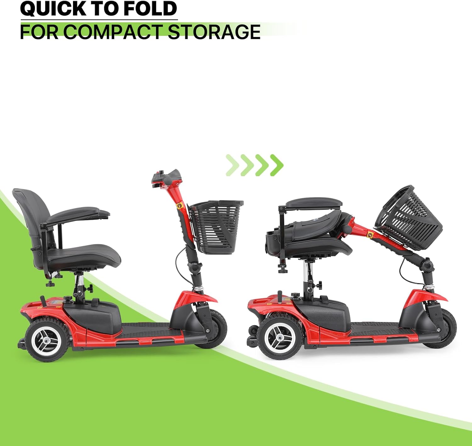 Magshion 3-Wheel Folding Mobility Scooter for Adults Foldable Heavy-Duty All-Terrain Electric Powered Mobility Scooter for Seniors