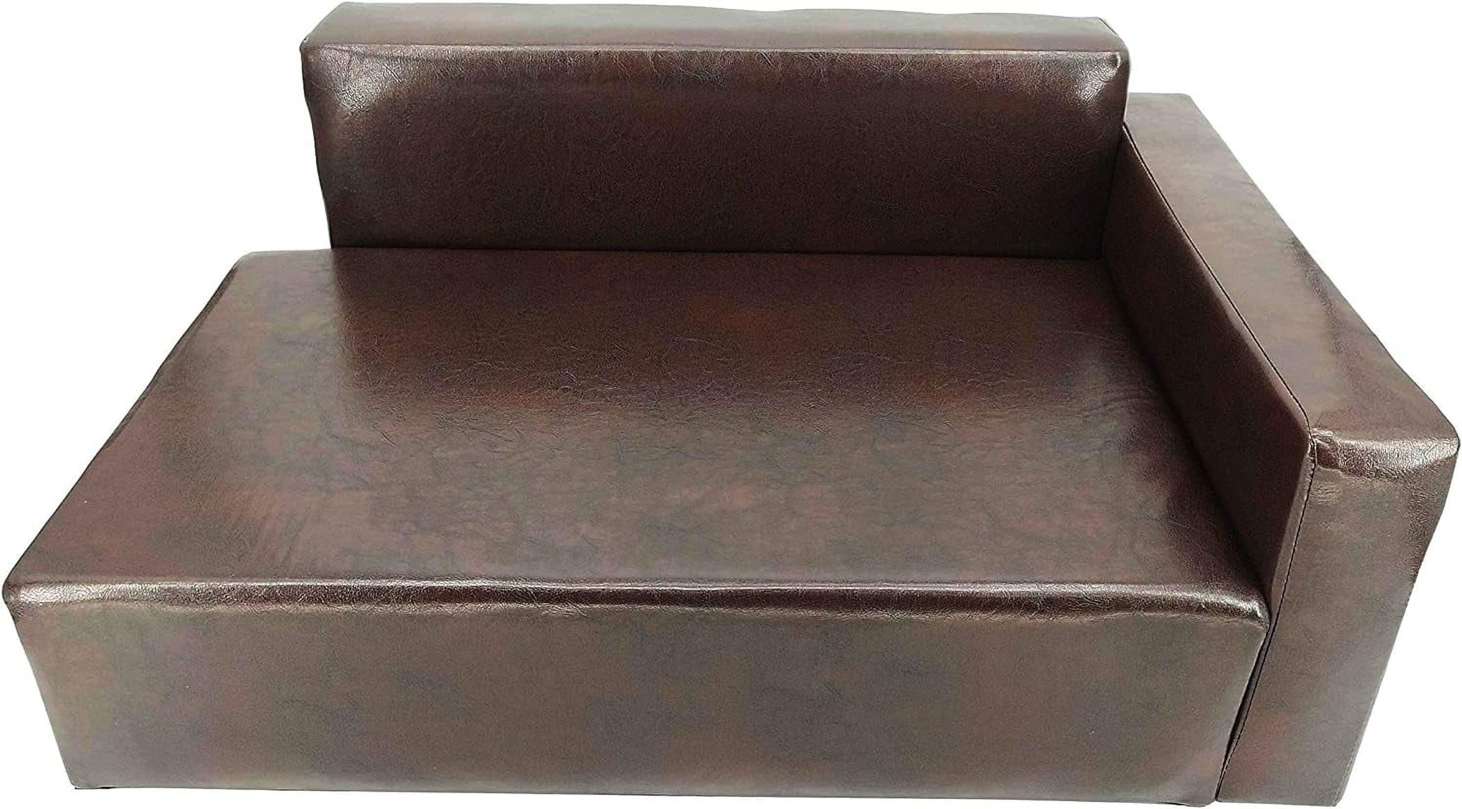 Dog Sofa Bed Brown Synthetic Leather Recliner L Lounge Chair Couch Seat Chaise 30X20x13 Seating Area Is 27X16" Great For Smaller Dogs Parts Nested. Peel Black Liners To Find Smaller Parts. 10058-NF